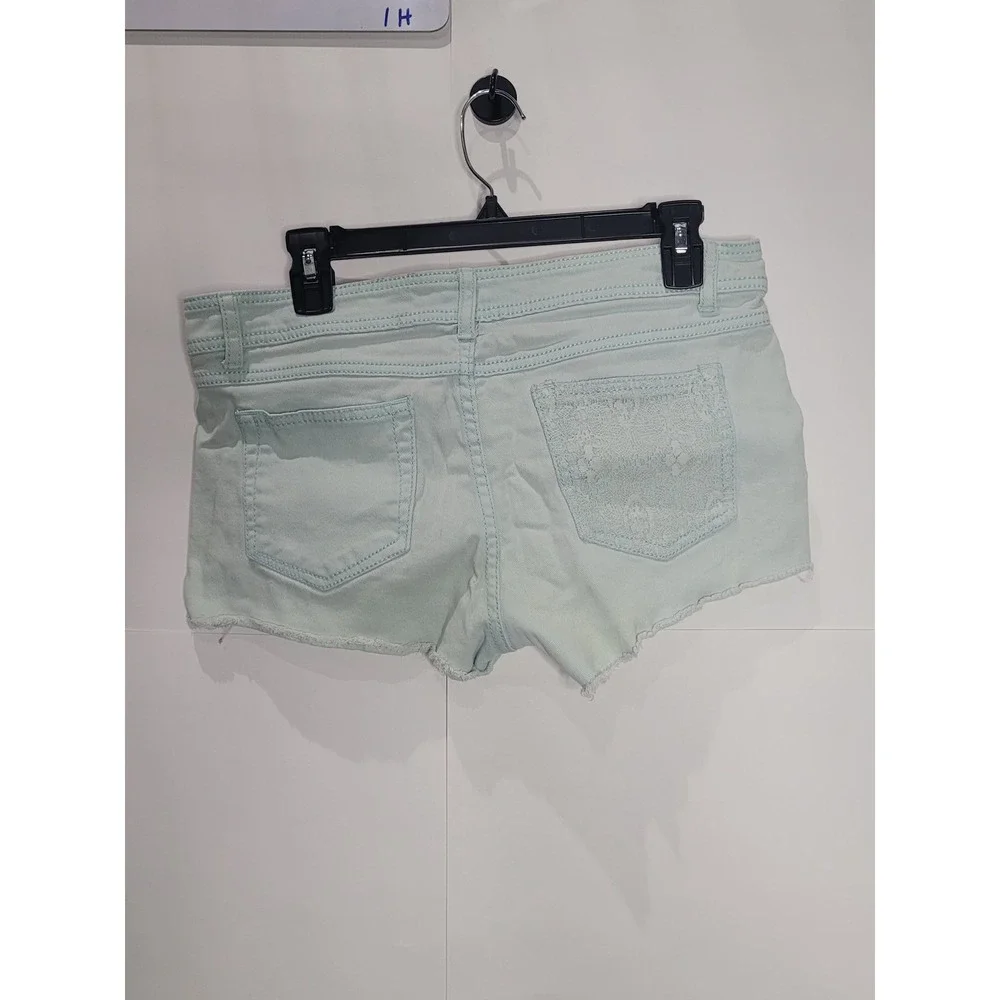 Y2K Juniors Mudd short shorts, daisy dukes, mint‎ green lace overlay size 11